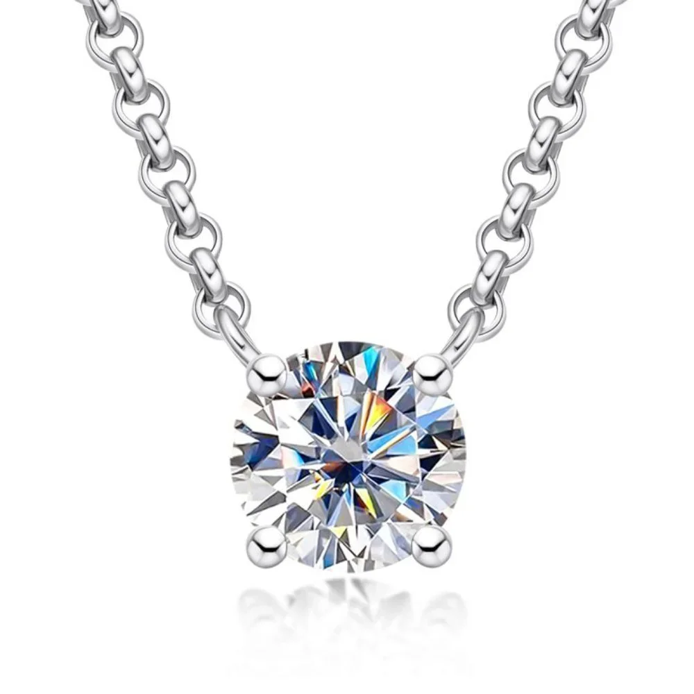 Certified 2 ct. t.w. Moissanite Diamond Solitaire Necklace NEW A